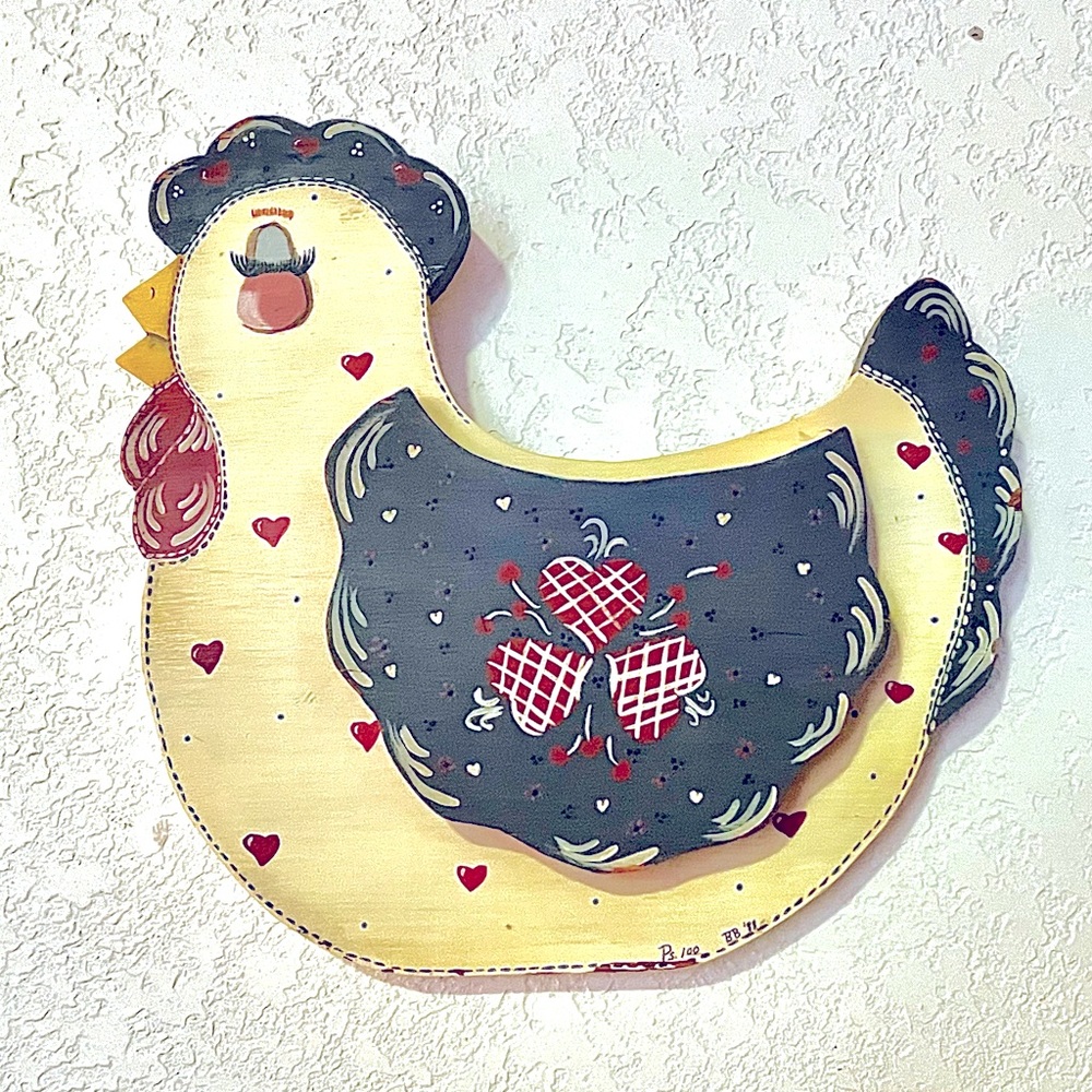Vintage handpainted rustic Farmhouse Chicken Decor